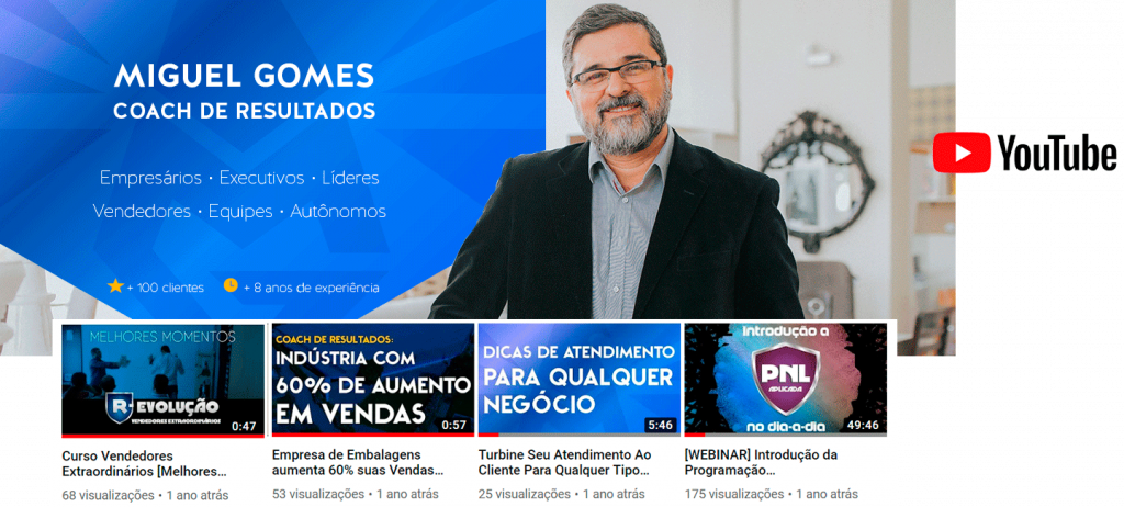 Personalização do Canal no Youtube do Miguel Gomes Coach - Consultoria de Marketing Digital Digijoy