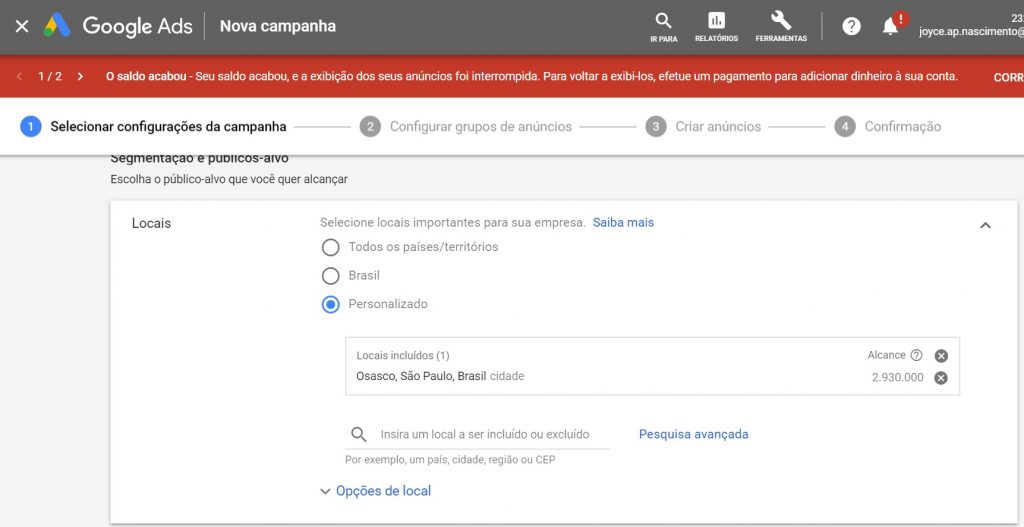 segmentacao anuncio google ads segmentando cidades - digijoy consultoria de marketing local